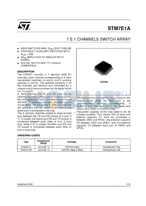 STM7E1AR datasheet - 7 E 1 CHANNELS SWITCH ARRAY