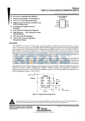 TPS6734 datasheet - FIXED 12-V 120-mA BOOST-CONVERTER SUPPLY