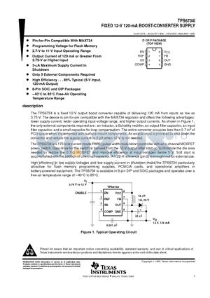 TPS6734IP datasheet - FIXED 12-V 120-mA BOOST-CONVERTER SUPPLY