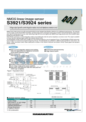 S3921-256Q datasheet - NMOS linear image sensor Voltage output type with current-integration readout circuit and impedance conversion circuit