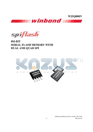 W25Q80BVDAIG datasheet - 8M-BIT SERIAL FLASH MEMORY WITH DUAL AND QUAD SPI