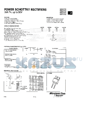 USD735 datasheet - POWER SCHOTTKY RECTIFIERS