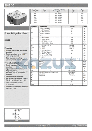 SKB30/02A1 datasheet - Power Bridge Rectifiers