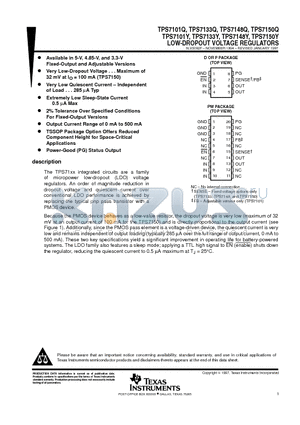 TPS7101YPW datasheet - LOW-DROPOUT VOLTAGE REGULATORS