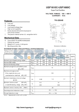 USF1620C datasheet - Super Fast Rectifiers