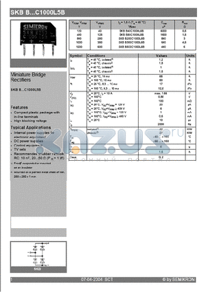SKBB250C1000L5B datasheet - Miniature Bridge Rectifiers