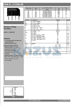 SKBB380C1500L5B datasheet - Miniature Bridge Rectifiers
