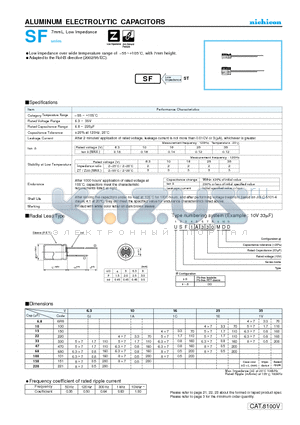 USF1E221MDD datasheet - ALUMINUM ELECTROLYTIC CAPACITORS