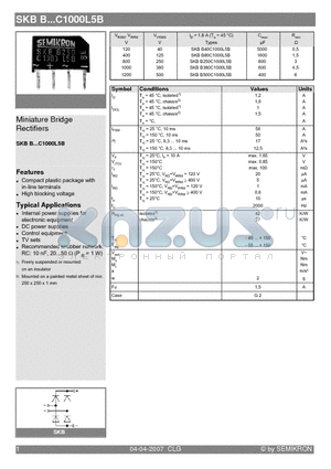 SKBB40C1000L5B datasheet - Miniature Bridge Rectifiers