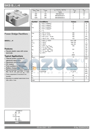 SKBB80-220-4 datasheet - Power Bridge Rectifiers
