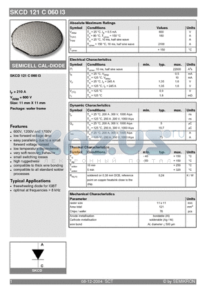 SKCD121C060I3 datasheet - SEMICELL CAL-DIODE