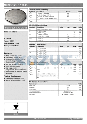 SKCD121C120I3 datasheet - SEMICELL CAL-DIODE