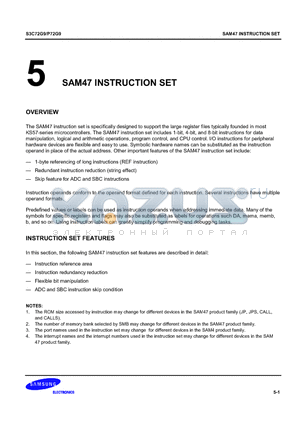 S3C72G9 datasheet - SAM47 INSTRUCTION SET