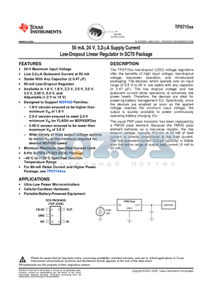 TPS71519 datasheet - 50 mA, 24 V, 3.2-mA Supply Current