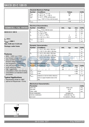SKCD23C120I3 datasheet - SEMICELL CAL-DIODE
