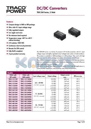 TDR2-1213WISM datasheet - DC/DC Converters