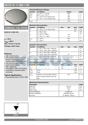 SKCD61C060IHD datasheet - SEMICELL CAL-DIODE