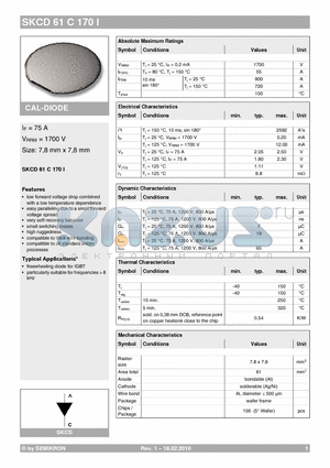 SKCD61C170I datasheet - CAL-DIODE