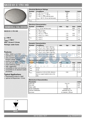 SKCD61C170IHD datasheet - SEMICELL CAL-DIODE