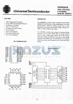 USH5008 datasheet - HIGH VOLTAGE 8 CHANNEL ANALOG SWITCH