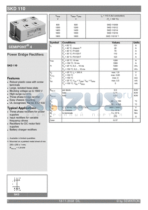 SKD110-16 datasheet - Power Bridge Rectifiers