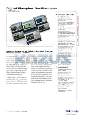 TDS7404B datasheet - Digital Phosphor Oscilloscopes