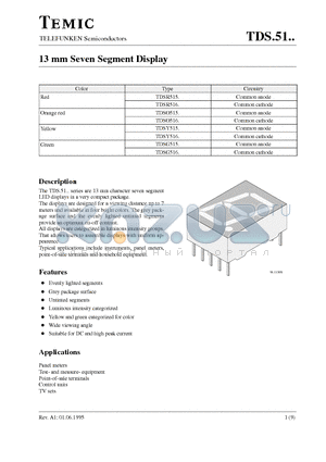 TDSG515 datasheet - 13 mm Seven Segment Display