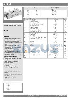 SKD33/08 datasheet - Power Bridge Rectifiers