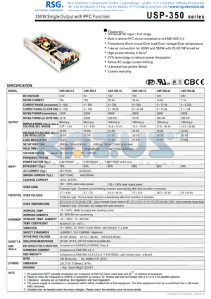 USP-350 datasheet - 350W Single Output with PFC Function