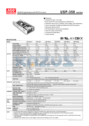 USP-350-3.3 datasheet - 350W Single Output with PFC Function