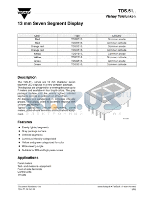 TDSY515 datasheet - 13 mm Seven Segment Display