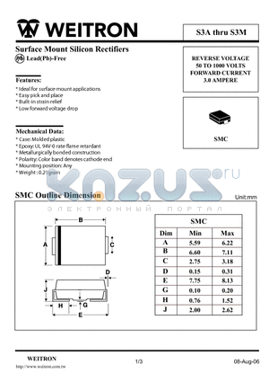 S3G datasheet - Surface Mount Silicon Rectifiers