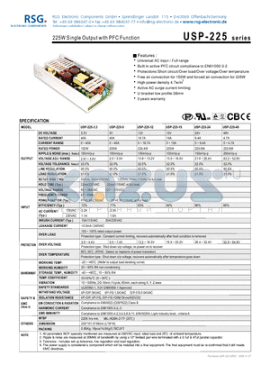 USP-225-24 datasheet - 225W Single Output with PFC Function