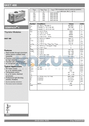 SKET400/14E datasheet - Thyristor Modules