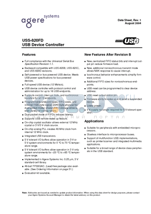 USS820FD datasheet - USB Device Controller