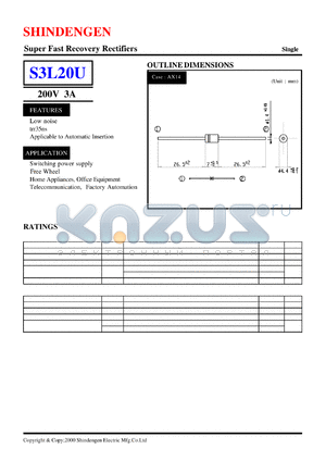 S3L20U datasheet - Super Fast Recovery Rectifiers(200V 3A)