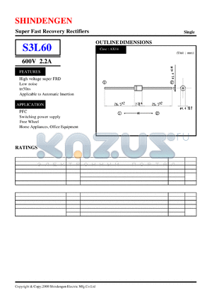 S3L60 datasheet - Super Fast Recovery Rectifiers(600V 2.2A)