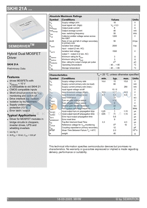 SKHI22A datasheet - Hybrid Dual MOSFET Driver