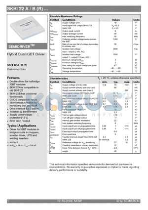 SKHI22A_06 datasheet - Hybrid Dual IGBT Driver