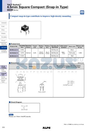 SKHRABA010 datasheet - 4.5mm Square Compact (Snap-in Type)
