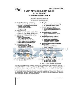 TE28F320C3B90 datasheet - 3 VOLT ADVANCED BOOT BLOCK 8-, 16-, 32-MBIT FLASH MEMORY FAMILY