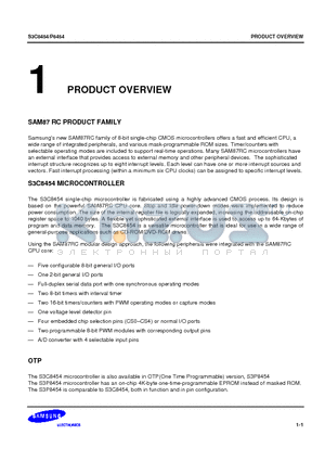 S3P8454 datasheet - S3C8454 MICROCONTROLLER