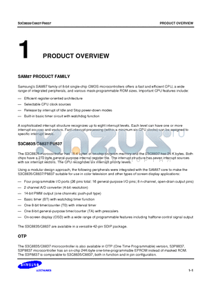 S3P8837 datasheet - SAM87 family of 8-bit single-chip CMOS microcontrollers