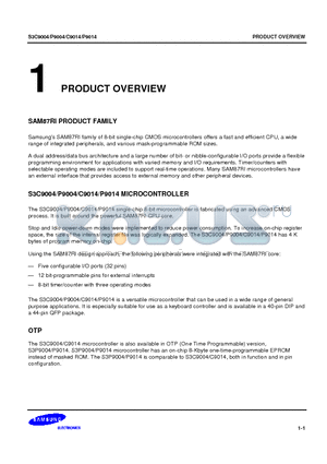 S3P9014 datasheet - SAM87RI family of 8-bit single-chip CMOS microcontrollers