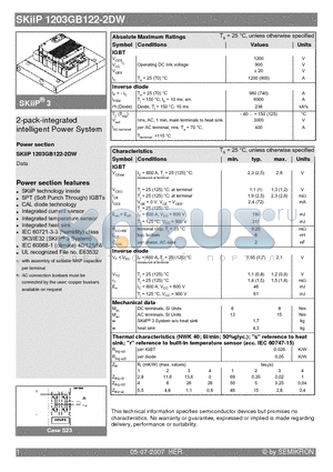 SKIIP1203GB122-2DW datasheet - 2-pack-integrated intelligent Power System