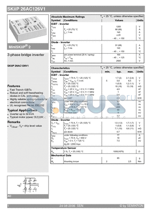 SKIIP26AC126V1 datasheet - 3-phase bridge inverter