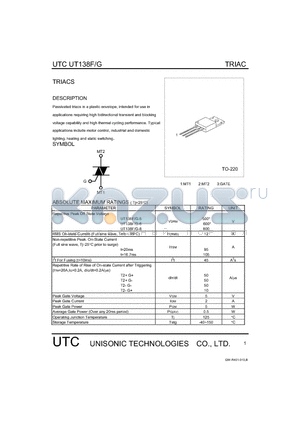 UT138G datasheet - TRIACS
