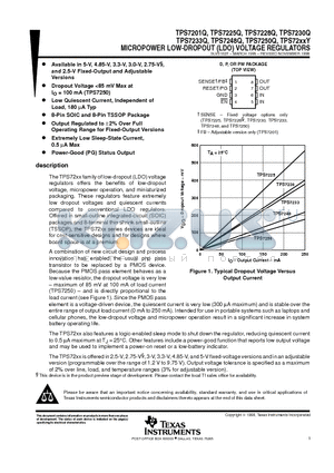 TPS7201QP datasheet - MICROPOWER LOW-DROPOUT LDO VOLTAGE REGULATORS