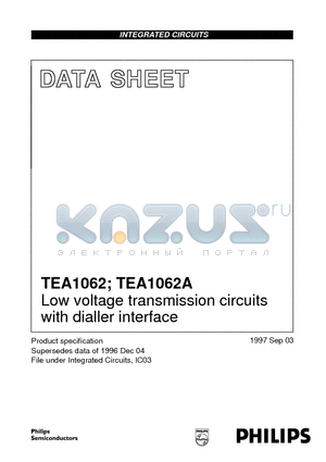 TEA1062A datasheet - Low voltage transmission circuits with dialler interface
