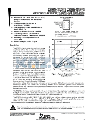 TPS7201Y datasheet - MICROPOWER LOW-DROPOUT LDO VOLTAGE REGULATORS